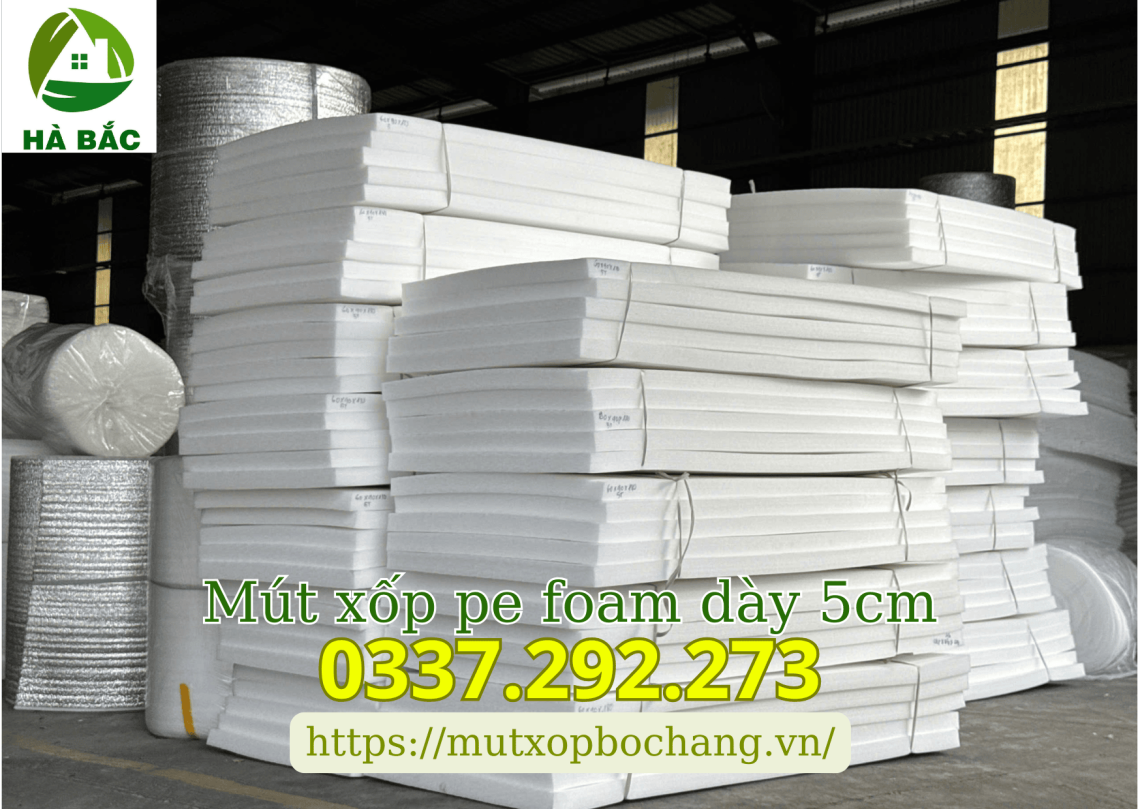 Tấm mút xốp pe foam dày 5cm tại Hà Nội